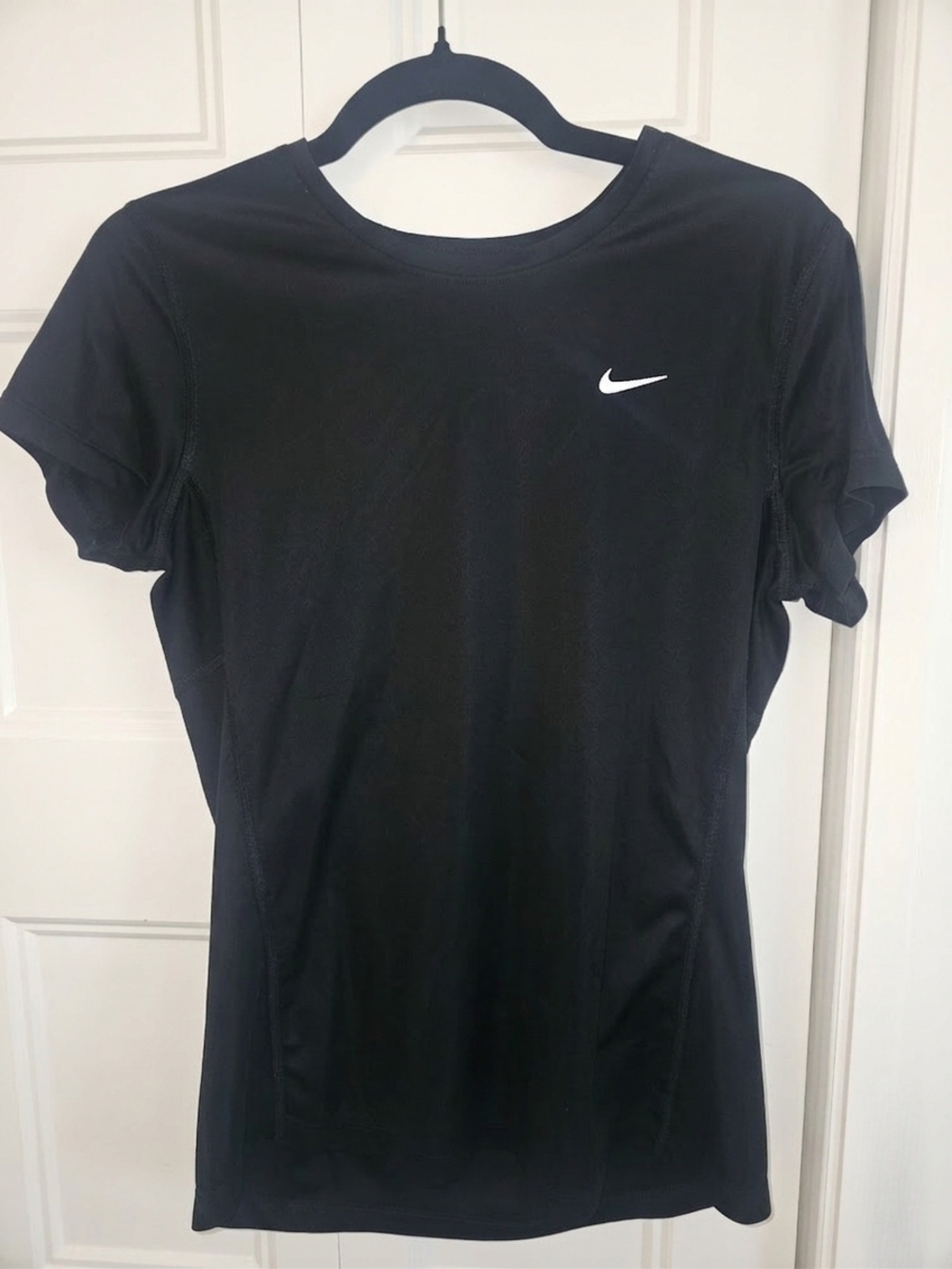 Nike Black Short Sleeve Performance Tee with White Swoosh